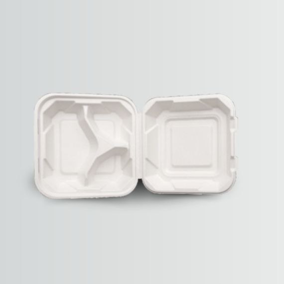 8x8 3-Compartment Clamshell